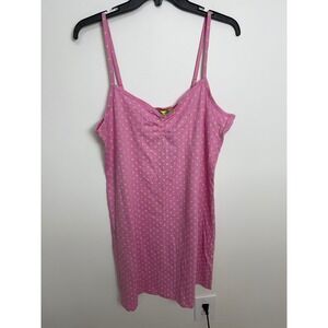 French Dressing Intimate Collection Pink Polka Dot Chemise Nightgown XL NWT